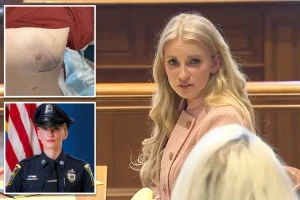 Kelsey Fitzsimmons reveals a detailed image of her injury from being shot by another officer while preparing to sue the town.