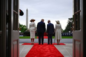King Charles and Queen Camilla arrive at the White House for the State Arrival Ceremony