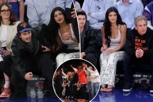 Kylie Jenner and her boyfriend Timothee Chalamet attend Game 5 between the Knicks and Hawks.
