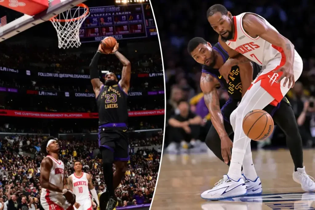 Lakers defeat Rockets in Kevin Durant's comeback to go up 2-0 in the series