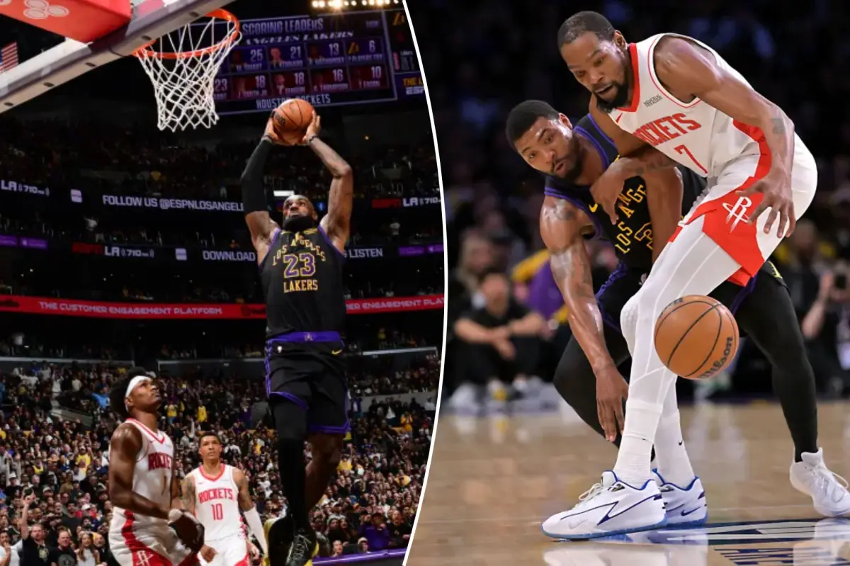 Lakers defeat Rockets in Kevin Durant's comeback to go up 2-0 in the series