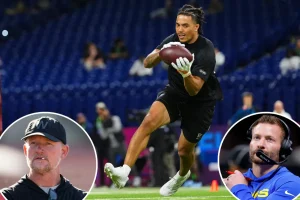 Makai Lemon, USC wide receiver, aims to join the Rams in the NFL draft.