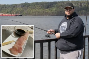 Man in NYC enjoys eating sushi he caught in the Hudson River