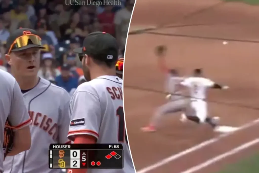 Matt Chapman shares a harsh word with a Giants teammate during a viral moment on the mound