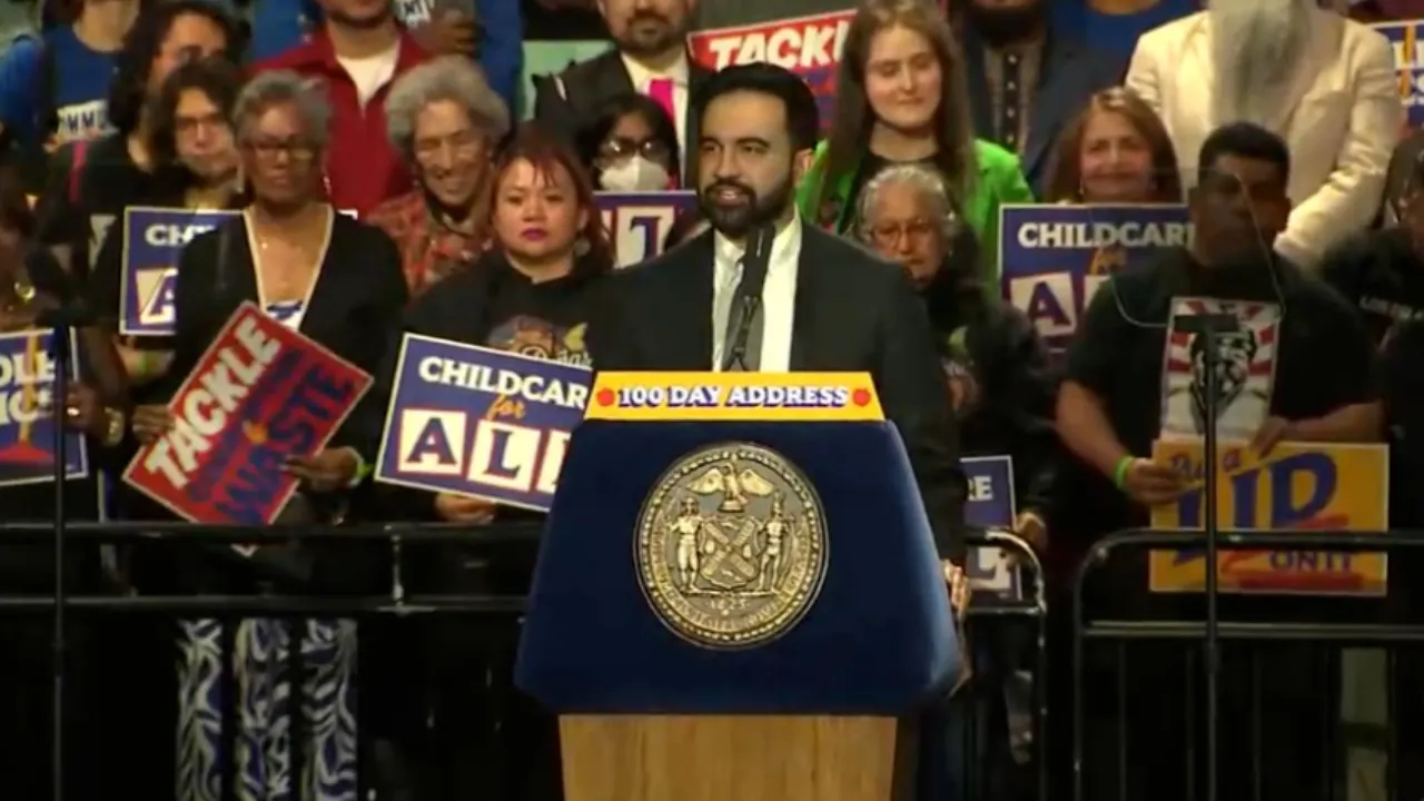 Mayor of New York highlights 'socialist' achievements in first 100 days with Bernie Sanders