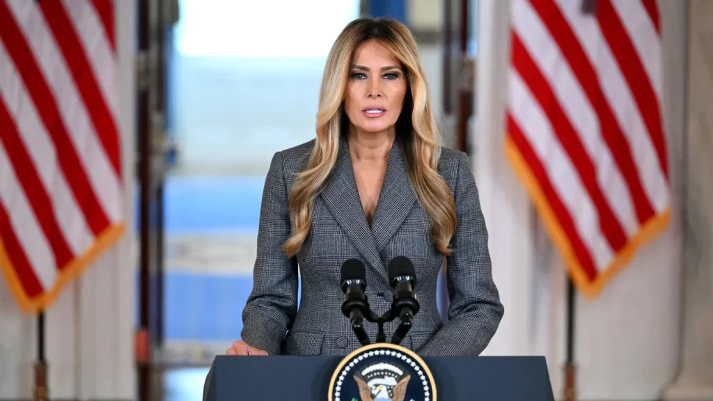 Melania Trump criticizes false claims connecting her to disgraced financier Jeffrey Epstein.
