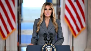 Melania Trump criticizes false claims connecting her to disgraced financier Jeffrey Epstein.