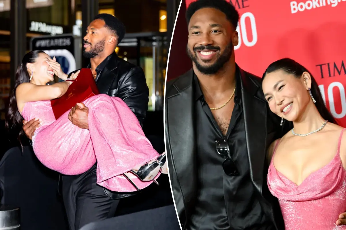 Myles Garrett and Chloe Kim have a sweet interaction at the Time 100 event.