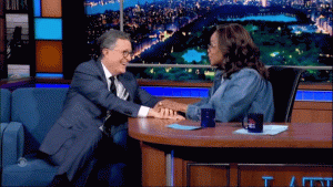 Oprah Winfrey participates in 'Stephen' chant following heartfelt thanks to Colbert.