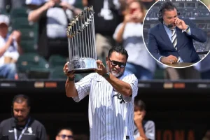 Ozzie Guillen struggles to hold back tears upon learning that the White Sox will retire his number.