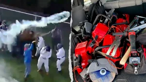 Police deploy tear gas at Ridglan Farms as protesters invade beagle facility.