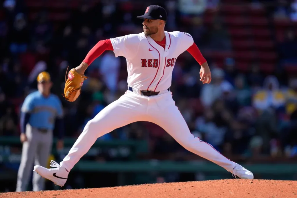 Red Sox newcomer Tyler Samaniego strikes out three batters in his MLB debut