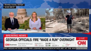 Reporter Derek Van Dam faced a homeowner while covering the wildfire in Georgia.