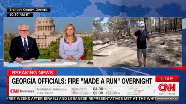 Reporter Derek Van Dam faced a homeowner while covering the wildfire in Georgia.