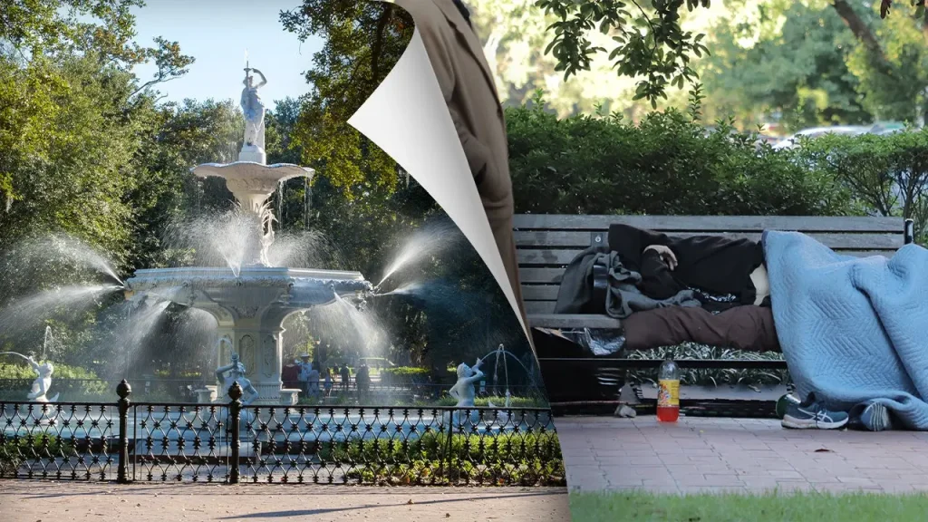 Savannah addresses homelessness through a ban on camping and a crackdown on drugs.