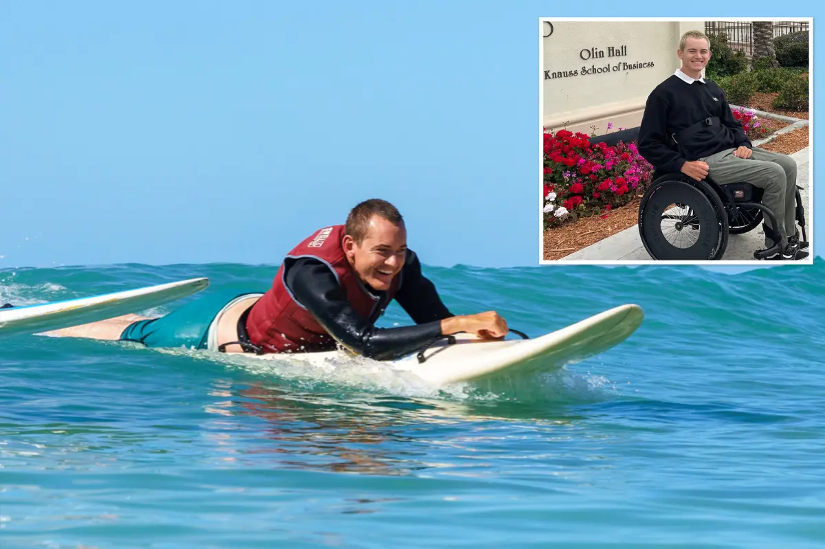 Surfer who is paralyzed gets back in the water on a modified board
