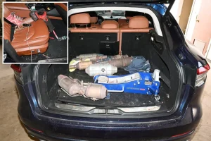 Thieves in Long Island steal catalytic converters and lead police on a high-speed pursuit, according to the district attorney.