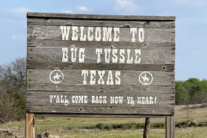 Tiny Texas town with an eye-catching sign