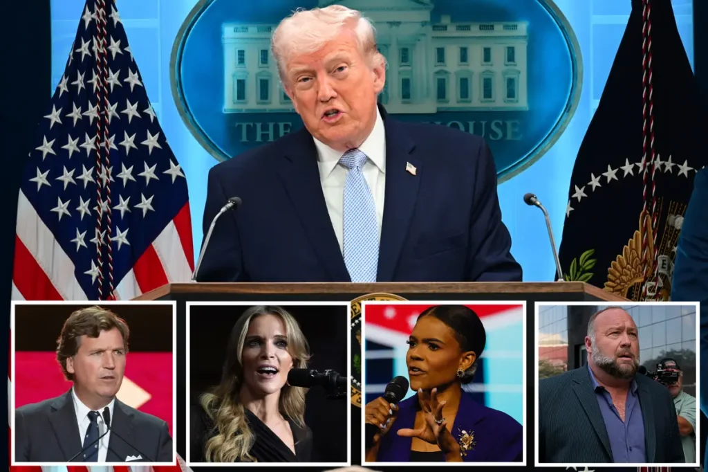 Trump responds strongly to Tucker Carlson, Megyn Kelly, Candace Owens, and Alex Jones for criticizing the Iran war.