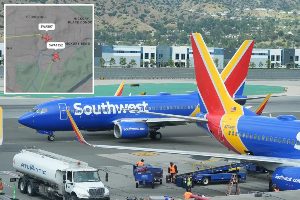 Two Southwest Airlines airplanes nearly collided in midair at Nashville airport due to an air traffic control error.