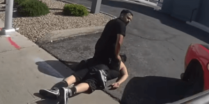 Video: See what caused a driver to apprehend a suspect wanted for strangulation in a domestic violence case while fleeing from the police.