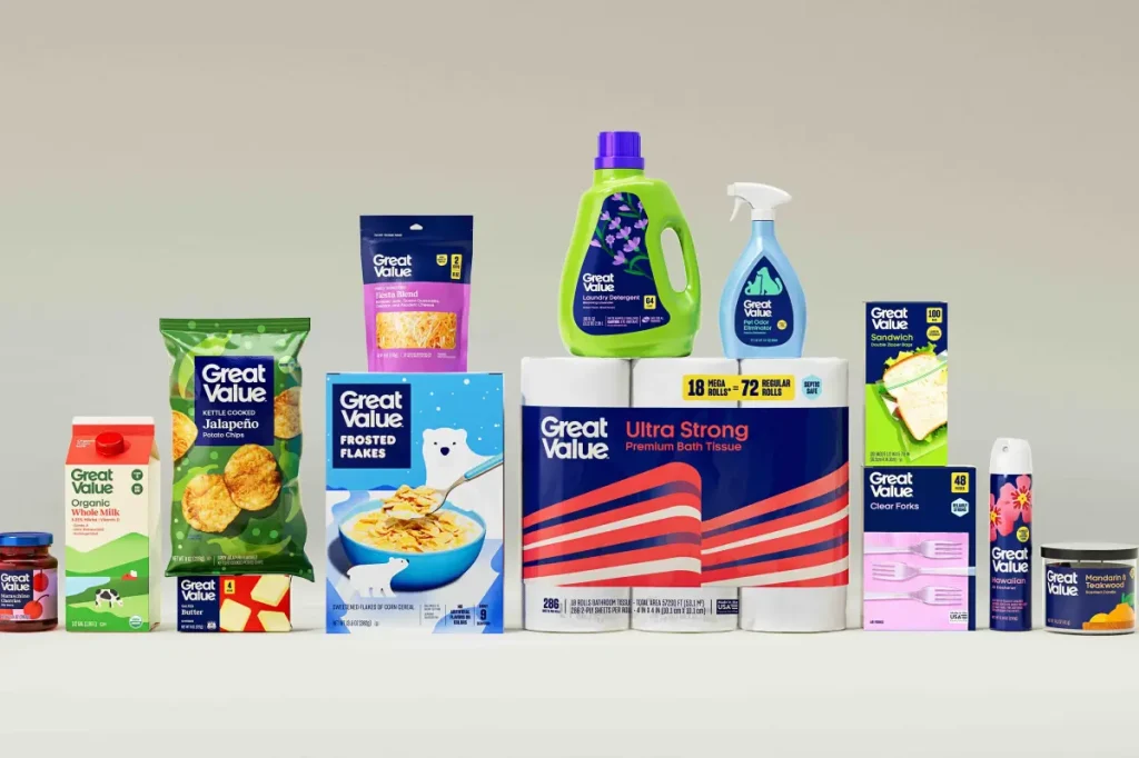 Walmart introduces fresh packaging for its Great Value brand.