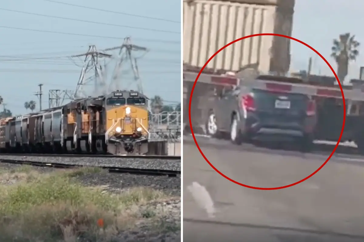 Woman in California survives after train collides with her car