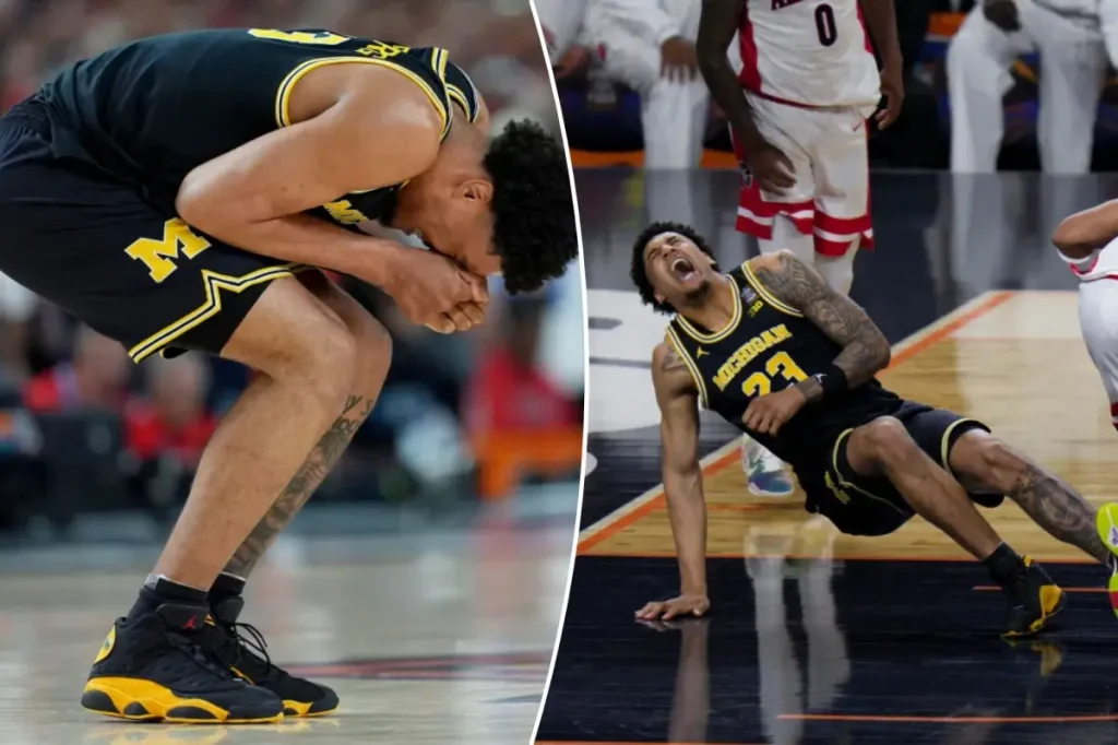 Yaxel Lendeborg from Michigan injures his ankle but comes back in an unusual Final Four situation.