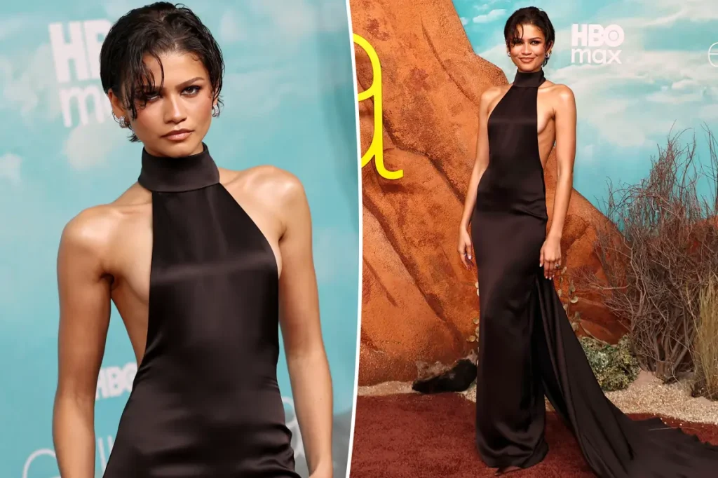 Zendaya embraces simplicity in a backless satin gown at the premiere of ‘Euphoria’ Season 3.
