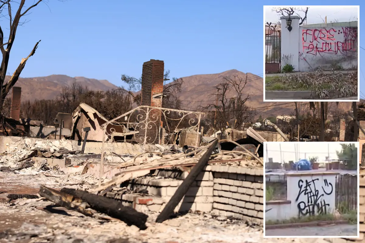 vandals deface homes in Pacific Palisades affected by wildfire while rebuilding efforts slow down