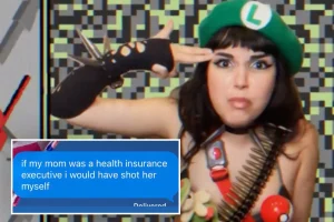 A fan of Luigi Mangione claims she would harm her own mother, who is a pharmacist, if she took on a healthcare executive role.