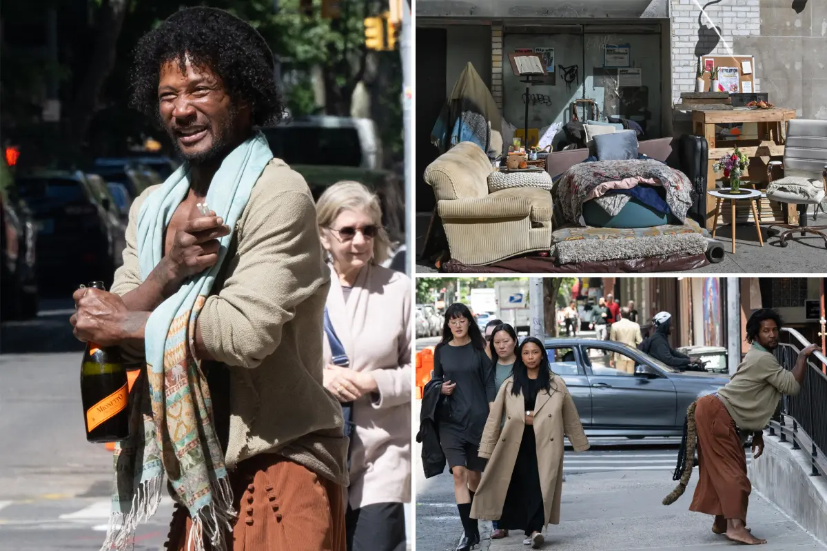 A homeless man named Tiger transforms a New York City sidewalk into his personal luxurious space through twerking.