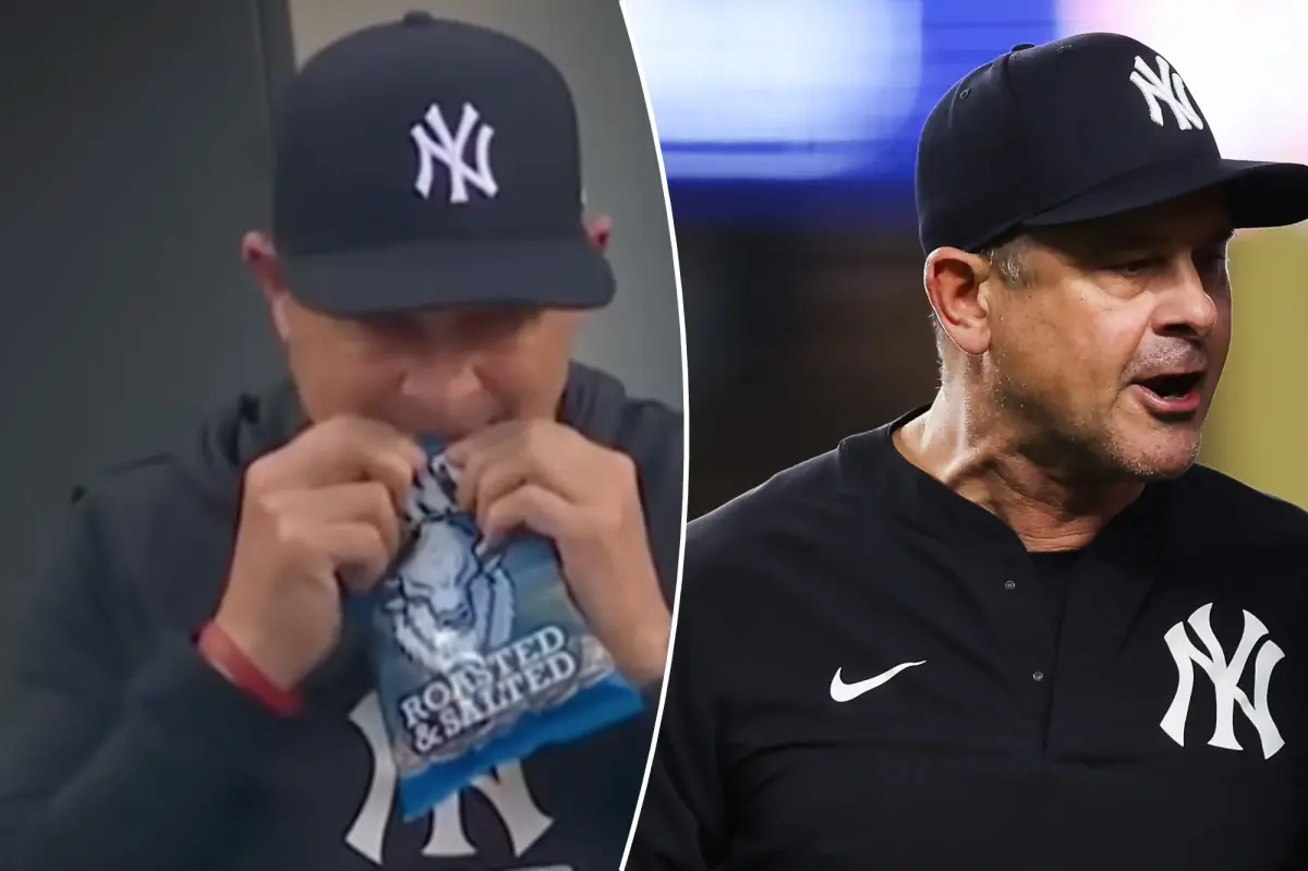 Aaron Boone shares his experience with a bag of sunflower seeds