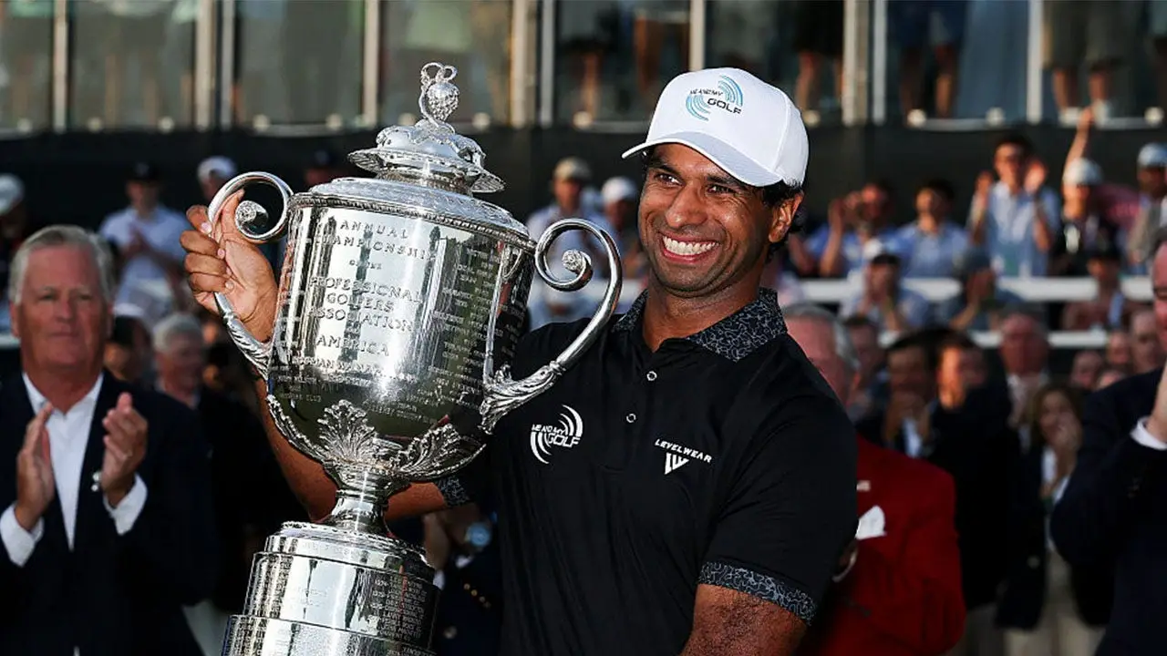 Aaron Rai secures the 2026 PGA Championship by three strokes after a final-round score of 65.