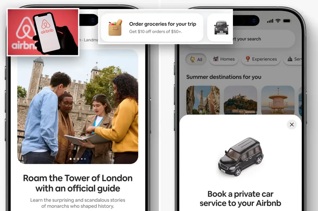 Airbnb introduces significant growth with airport transfers, luggage storage, and AI-driven travel features.