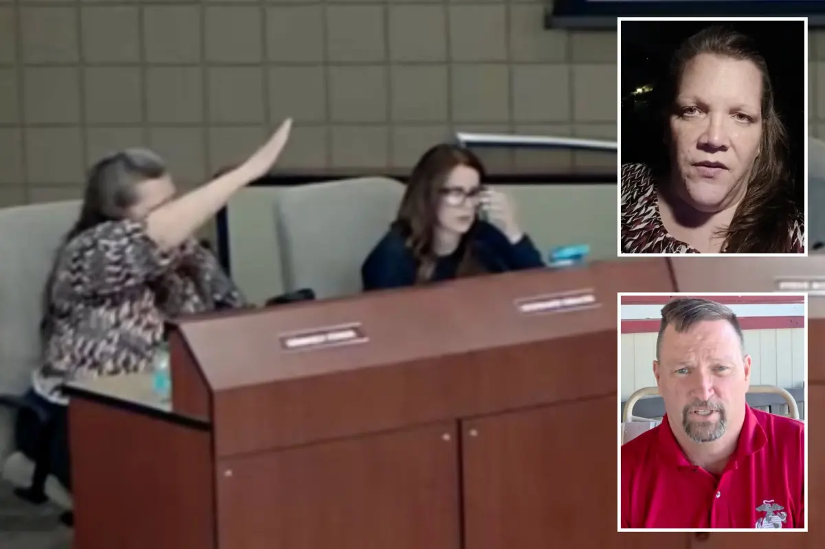 Arizona school board member Kim Fisher raises Nazi salute and shouts heil at board president Paul Carver