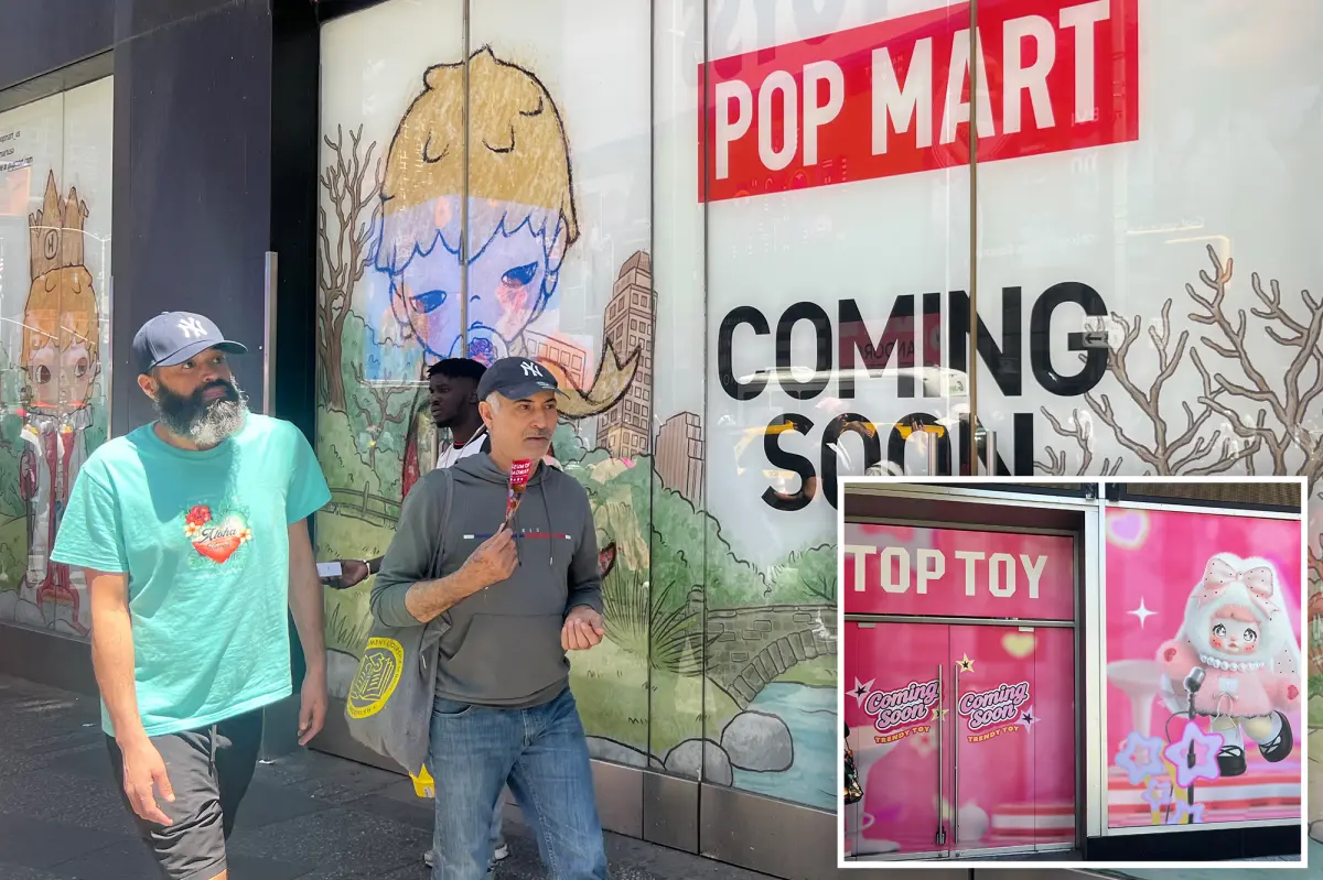 Asian toy makers, including the producer of Labubu, are taking over NYC's Times Square following recent exits.