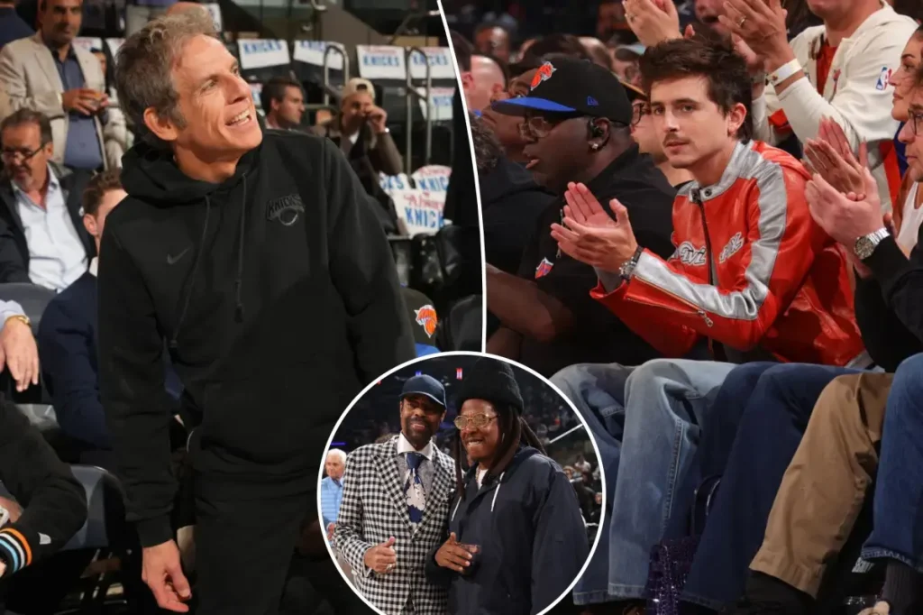Ben Stiller is back at Madison Square Garden for the Knicks-76ers Game 2.