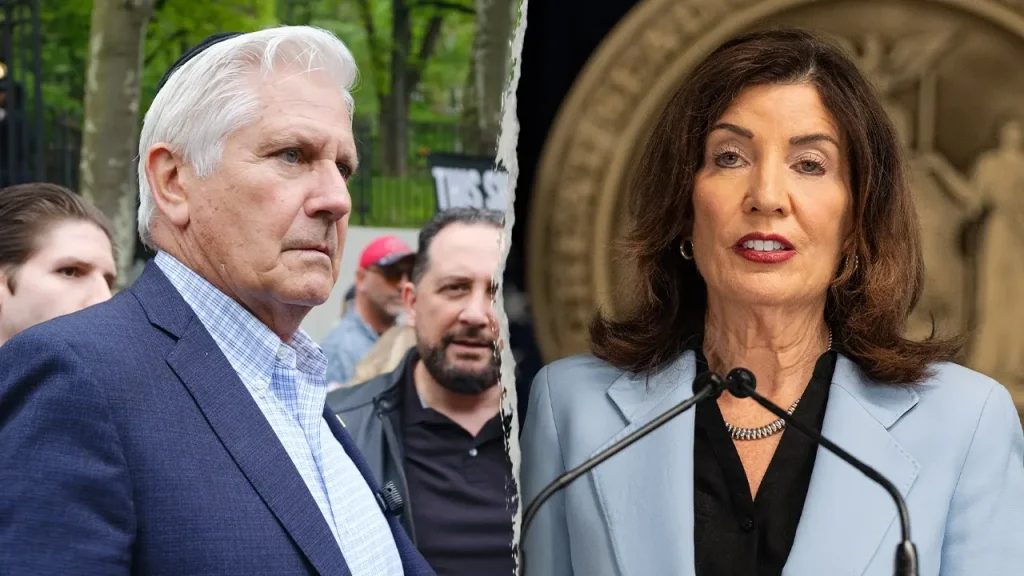 Blakeman, a candidate for governor, holds Hochul responsible for disruptions caused by the LIRR strike.