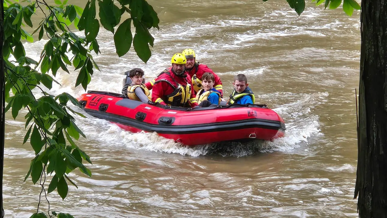 Boy Scouts safely rescued from floodwaters on a river in West Virginia