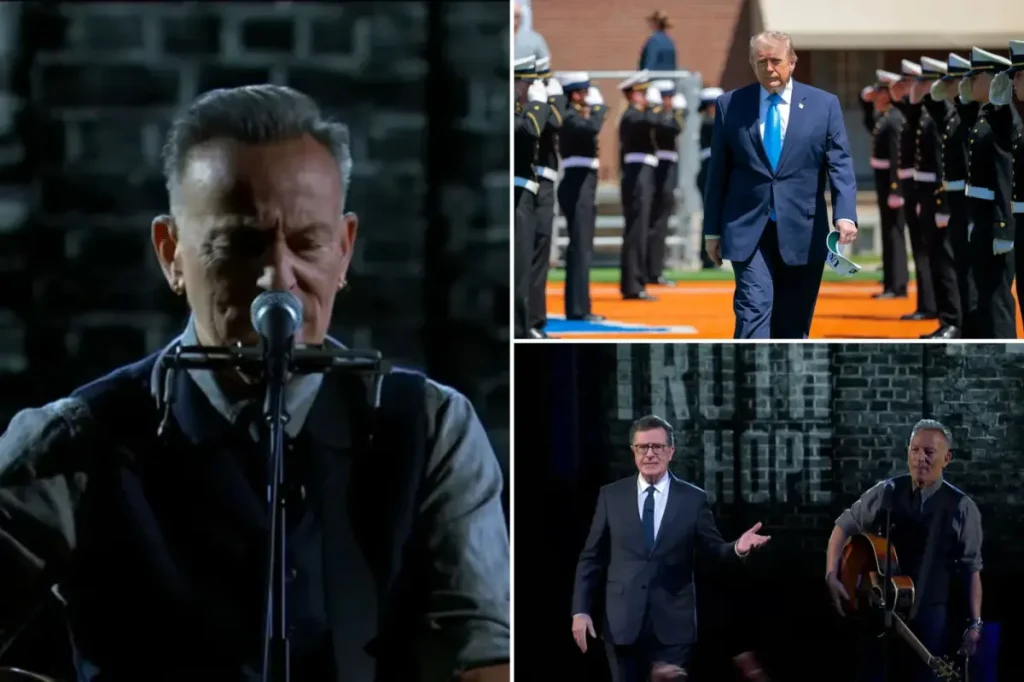 Bruce Springsteen takes a swing at Trump on Stephen Colbert’s penultimate ‘Late Show’