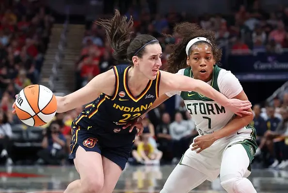 Caitlin Clark scores 21 points and provides 10 assists following the use of Raven Johnson in Fever promotional graphics.