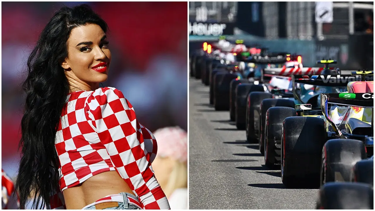 Cameraman takes a big risk to capture footage of the World Cup's 'most attractive fan' in the Formula 1 paddock.
