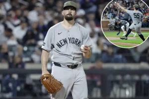 Carlos Rodon of the Yankees struggles with control problems