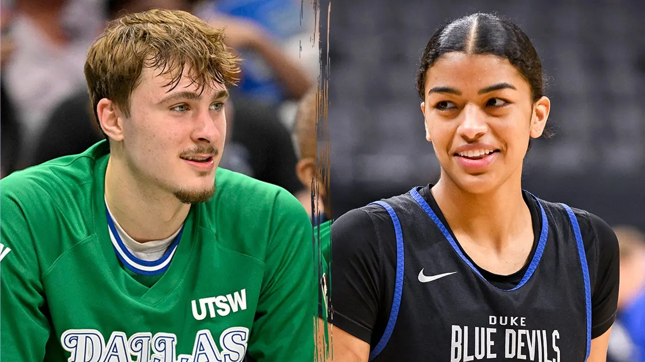 Cooper Flagg from the Mavericks acknowledges his relationship with Duke center Arianna Roberson.