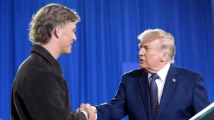 Donald Trump gives a shout-out to Jaxson Dart after the Giants quarterback’s appearance at the event sparked controversy.