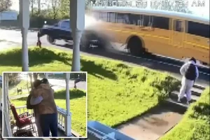 Driver distracted while driving crashes into school bus in upstate NY, hurting children