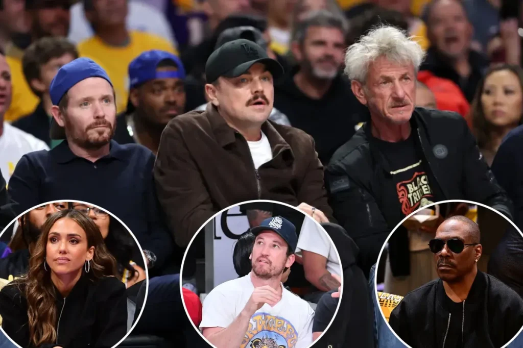 Eddie Murphy, Sean Penn, and Leonardo DiCaprio attend Lakers vs. Thunder Game 4, which could be LeBron's last game.
