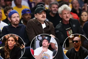 Eddie Murphy, Sean Penn, and Leonardo DiCaprio attend Lakers vs. Thunder Game 4, which could be LeBron's last game.