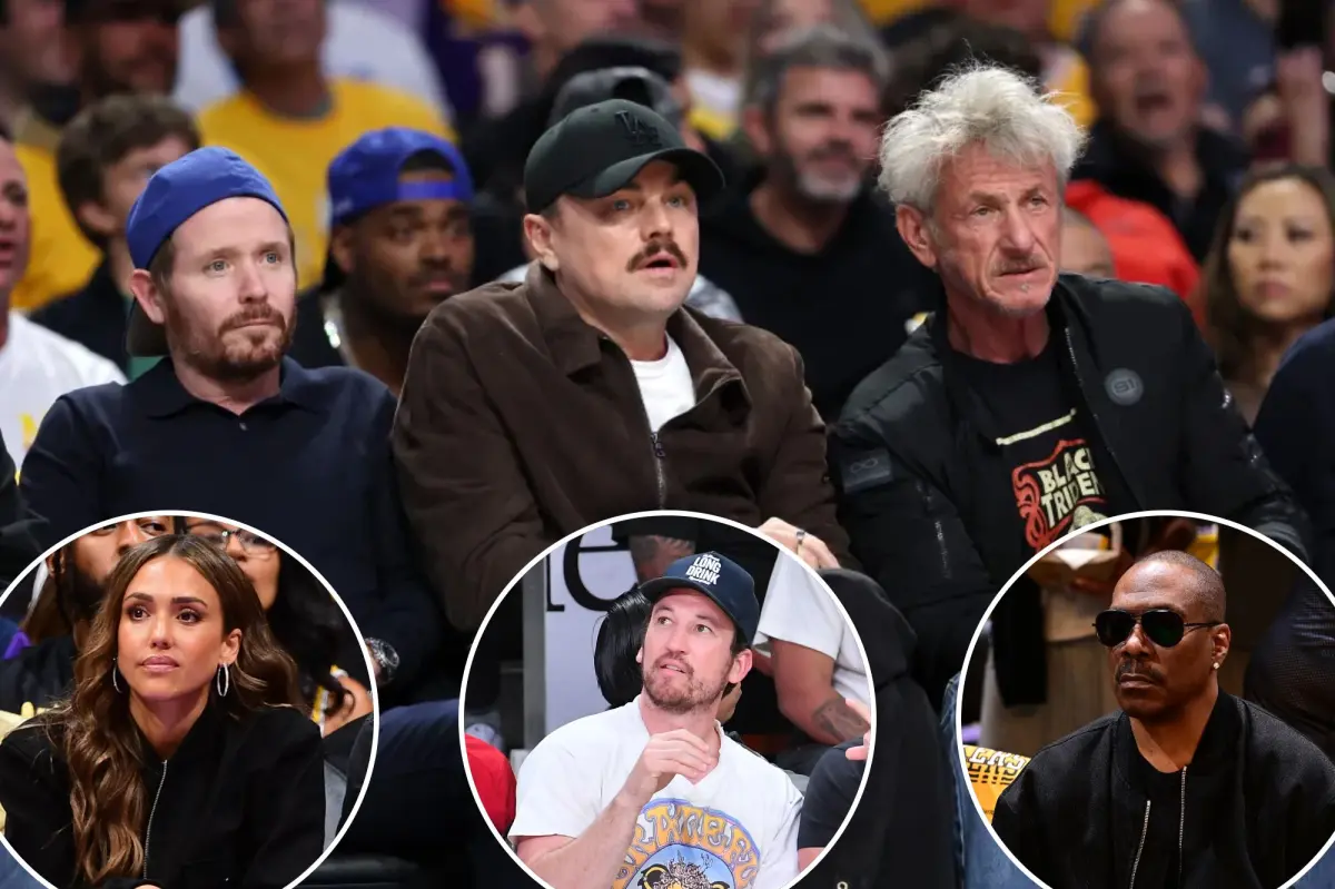 Eddie Murphy, Sean Penn, and Leonardo DiCaprio attend Lakers vs. Thunder Game 4, which could be LeBron's last game.